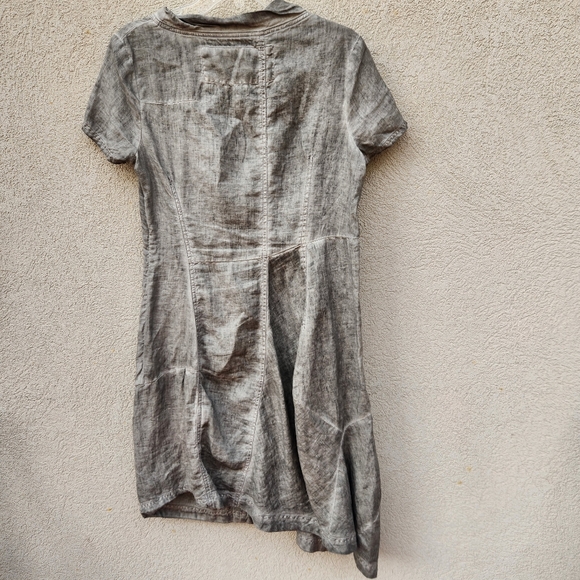 RUNDHOLZ Black Label Women's Dress Small 100% Linen Taupe Asymmetrical Boho - Picture 6 of 10